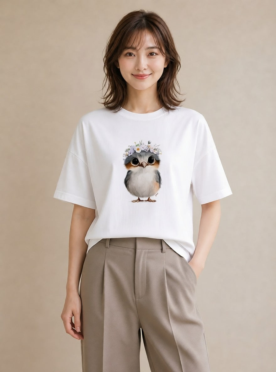 Tシャツ レディース ボタンインコ ペット 動物 イラスト デート 帰省 白T YMAZO
