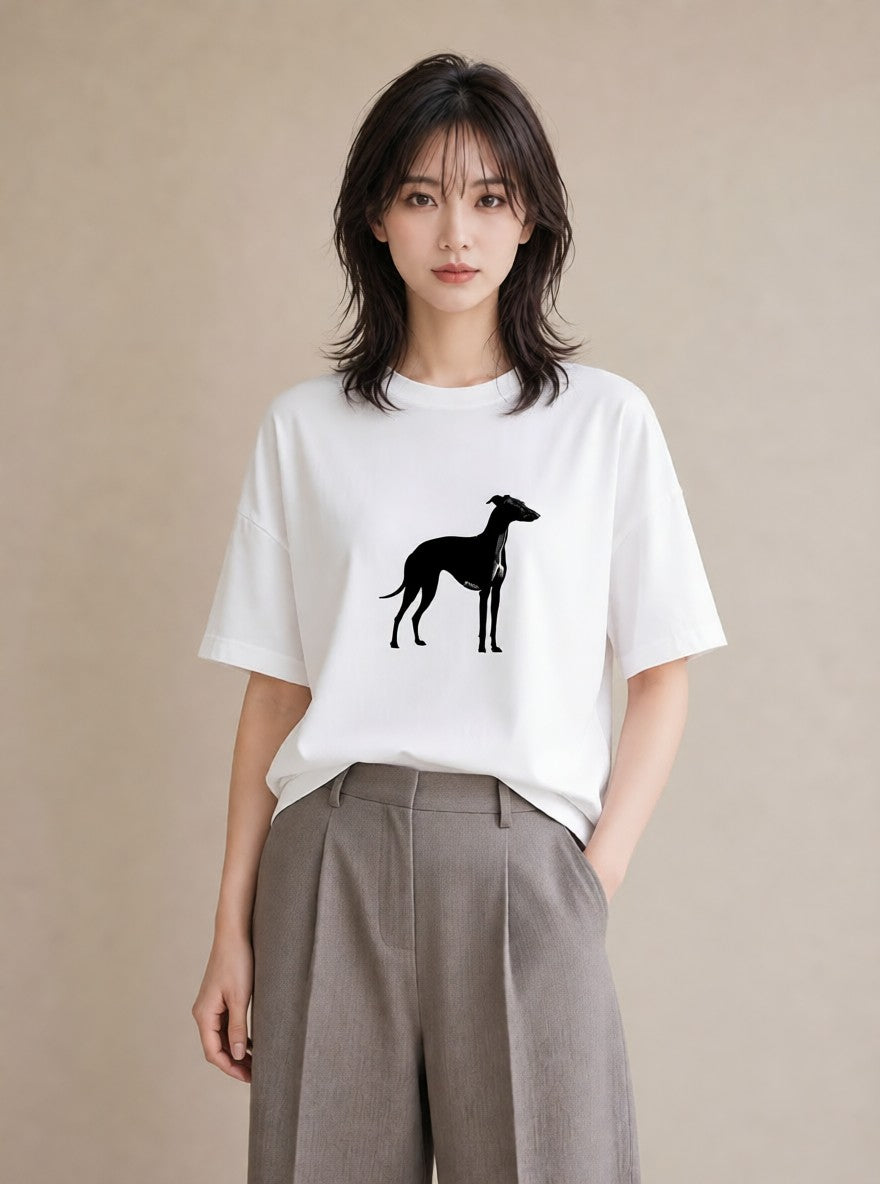半袖Tシャツ レディース イタリアングレーハウンド 犬 いぬ イラスト アート風 ビーチ デイリーウェア 白T YMAZO