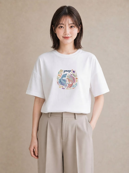 グラフィックTシャツ レディース 牡羊座 星空 宇宙 イラスト ニュアンス お出かけ 普段着 白T YMAZO