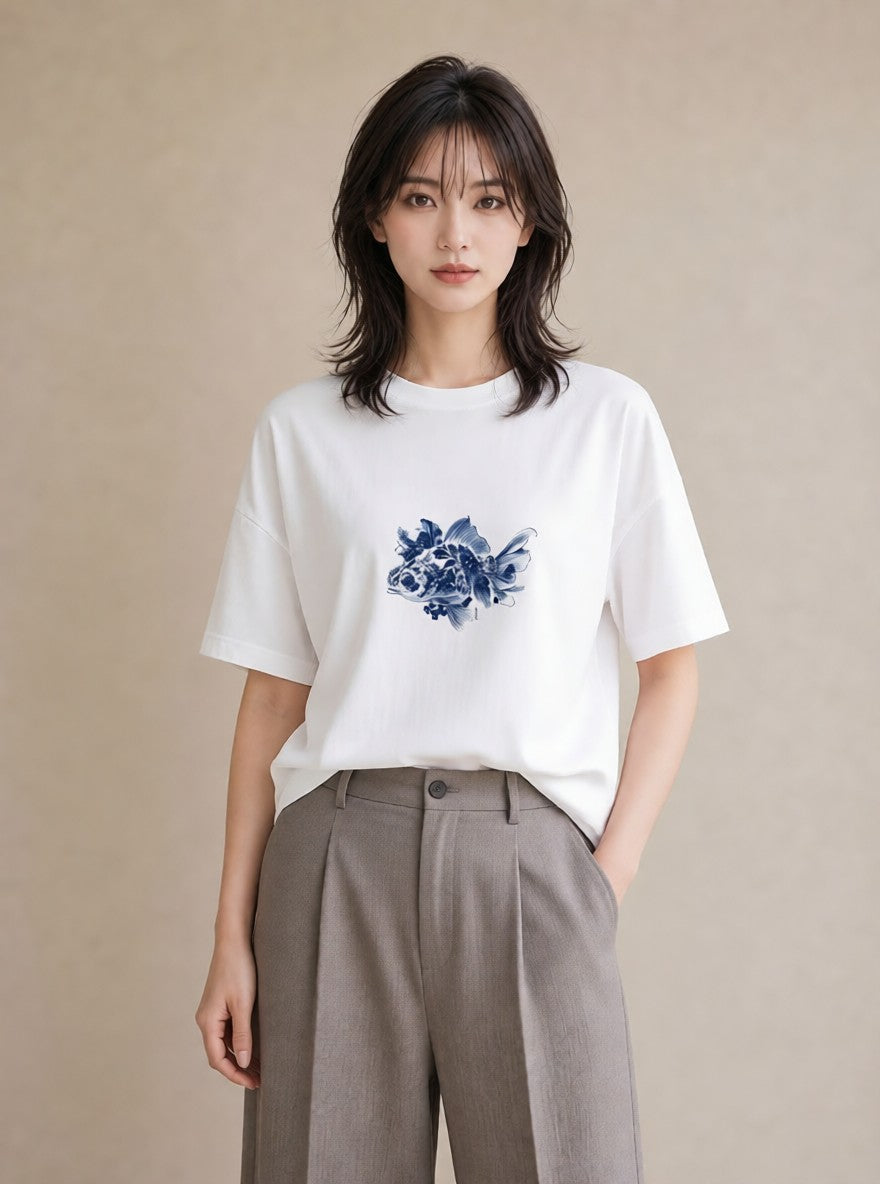Tシャツ レディース ベタ ペット 動物 イラスト 上品 女子会 お揃い 白T YMAZO