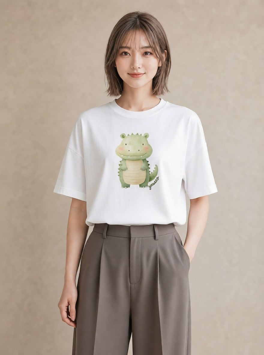 グラフィックTシャツ レディース ヤモリ ペット 動物 イラスト ボタニカル 在宅 公園 白T YMAZO