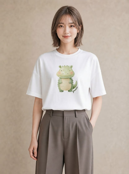 グラフィックTシャツ レディース ヤモリ ペット 動物 イラスト ボタニカル 在宅 公園 白T YMAZO