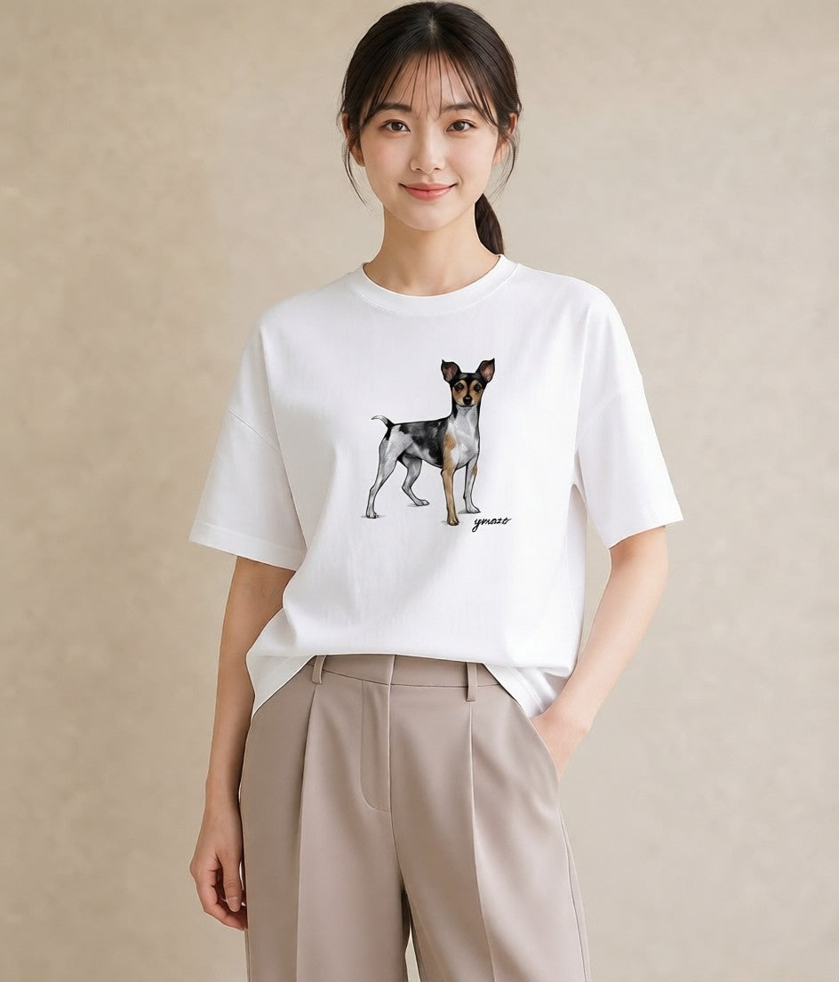 Tシャツ レディース ジャックラッセルテリア 犬 いぬ イラスト 個性的 公園 ママ 白T YMAZO