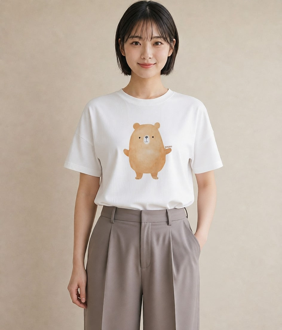 グラフィックTシャツ レディース アザラシ 動物 アニマル イラスト ポップ ラフ レイヤード 白T YMAZO
