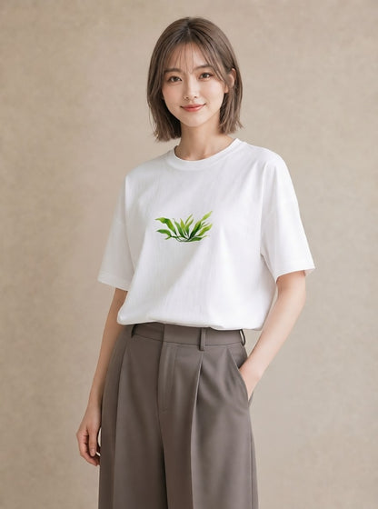 グラフィックTシャツ レディース ハーブ 植物 ボタニカル イラスト ユニーク 友達ギフト 部屋着 白T YMAZO