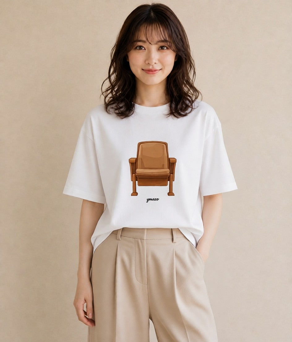 グラフィックTシャツ レディース 窓辺の椅子 窓辺 椅子 ナチュラル アンティーク イラスト 社会人 女性 白T YMAZO