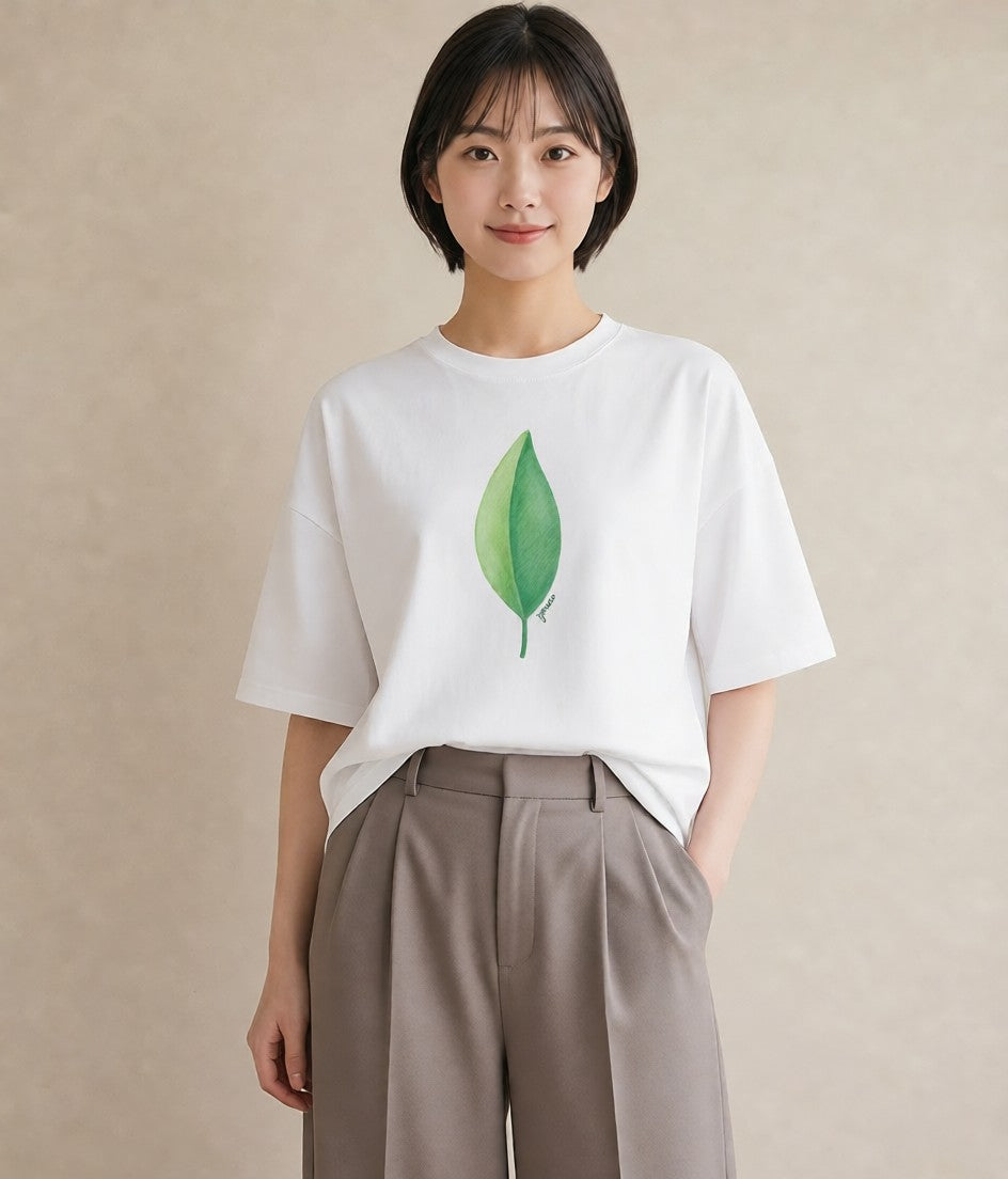 Tシャツ レディース ユーカリ 植物 ボタニカル イラスト ゆるかわ 夏コーデ 通学 白T YMAZO