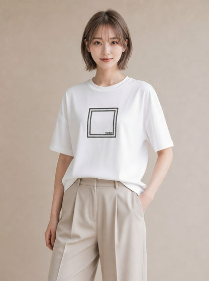 プリントTシャツ レディース レースハンカチ レース ハンカチ ナチュラル アンティーク イラスト ゆるコーデ ラフ レイヤード 白T YMAZO