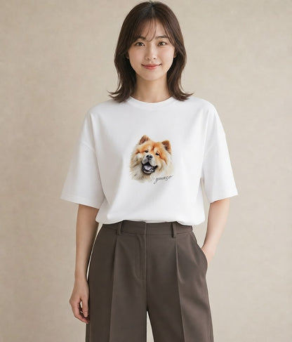 グラフィックTシャツ レディース 柴犬 しばいぬ 犬 いぬ イラスト シンプル ルームウェア ギフト 白T YMAZO