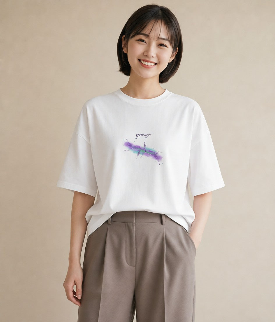Tシャツ レディース 射手座 星空 宇宙 イラスト きれいめカジュアル ビーチ デイリーウェア 白T YMAZO
