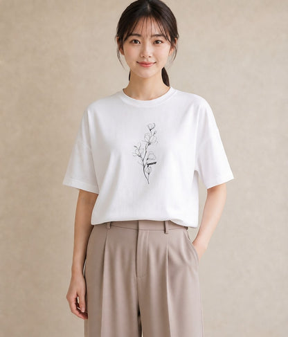 プリントTシャツ レディース さくら 桜 桜の枝 イラスト ニュアンス ラフ レイヤード 白T YMAZO