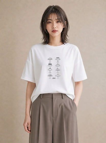 Tシャツ レディース スイーツ お菓子 デザート イラスト 可愛い 夏コーデ 通学 白T YMAZO