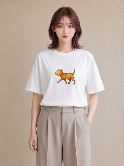 デザインTシャツ レディース 子犬 犬 いぬ イラスト 休日コーデ デイリーウェア 休日 白T YMAZO
