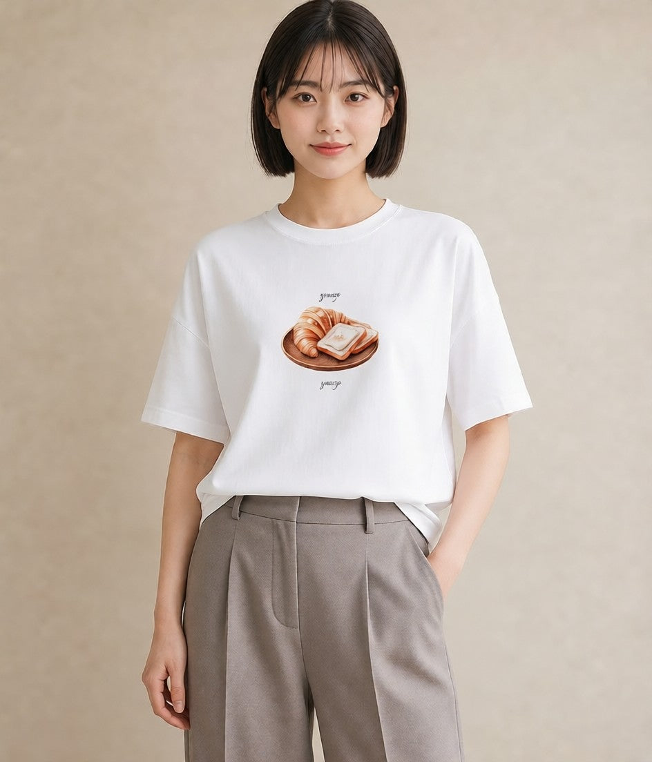 グラフィックTシャツ レディース たい焼き 食べ物 フード イラスト シンプル 秋コーデ おしゃれギフト 白T YMAZO