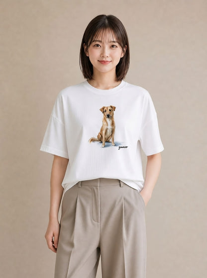 Tシャツ レディース 愛犬 犬 いぬ イラスト レトロ 女性 旅行用 白T YMAZO