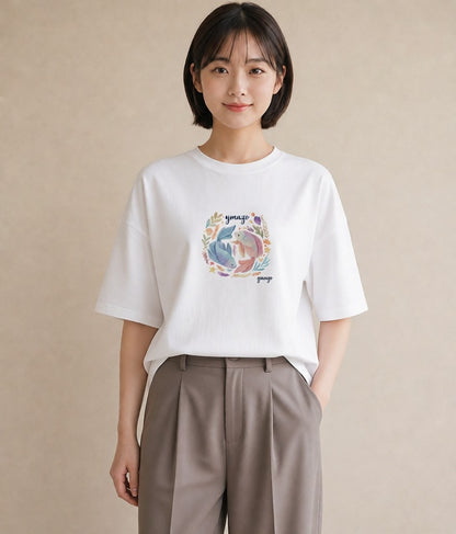 グラフィックTシャツ レディース 天秤座 星空 宇宙 イラスト お洒落 自分用 ルームウェア 白T YMAZO