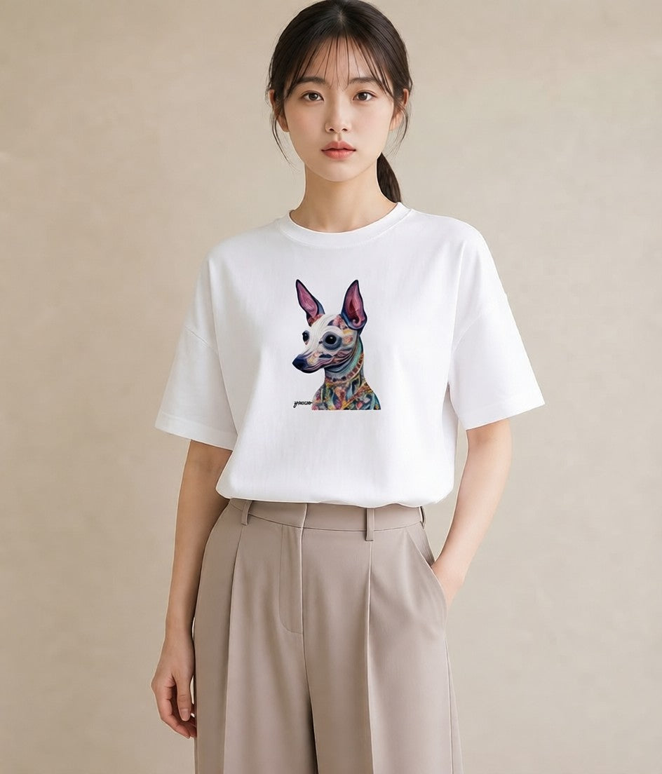 半袖Tシャツ レディース チワワ 犬 いぬ イラスト 可愛い 敬老の日 ホワイトデー 白T YMAZO