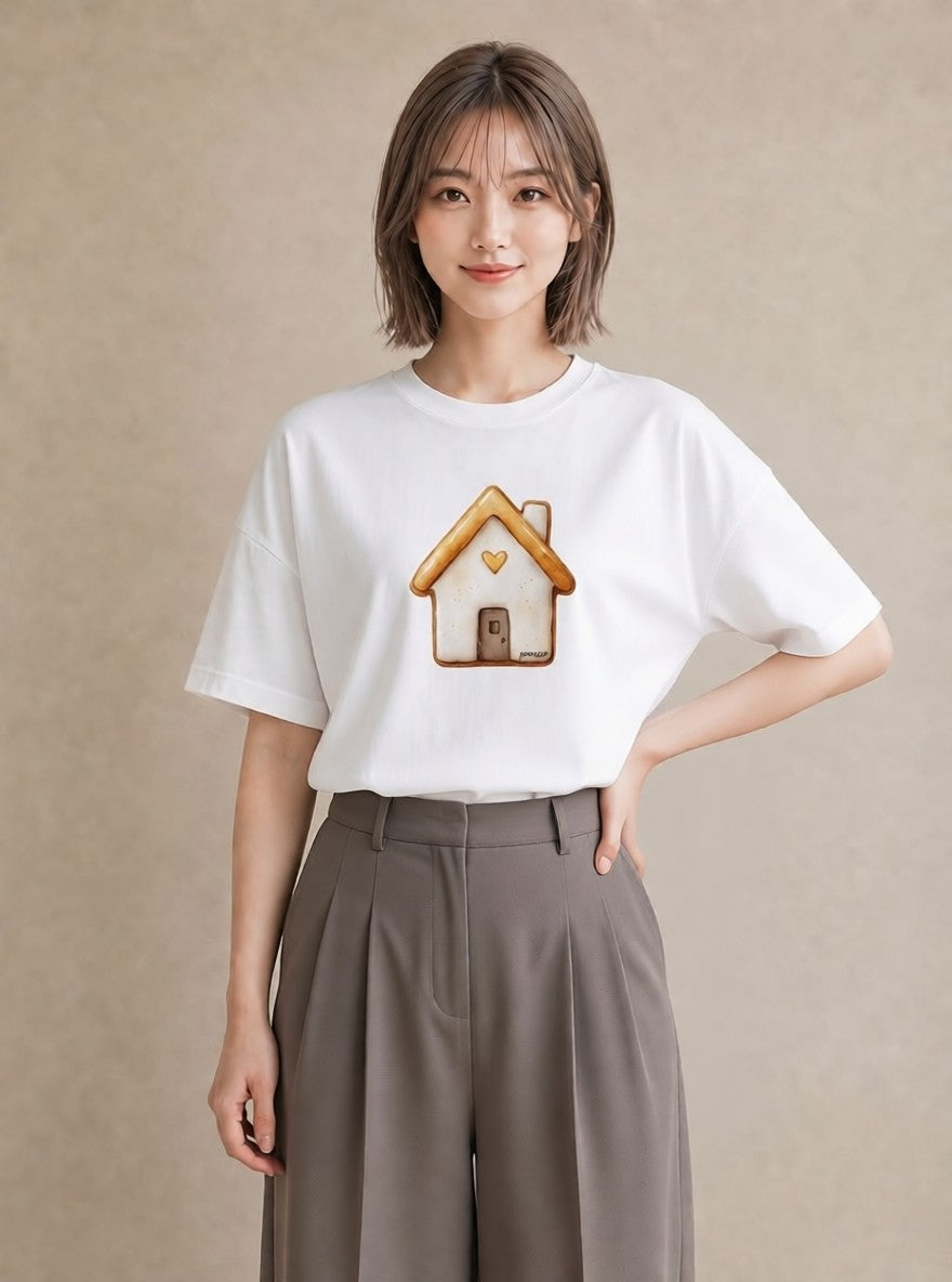 Tシャツ レディース クッキー 食べ物 フード イラスト カジュアル 帰省 ラフ 白T YMAZO