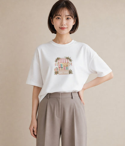 半袖Tシャツ レディース キャンディ 食べ物 フード イラスト 休日コーデ 母の日 ビーチ 白T YMAZO