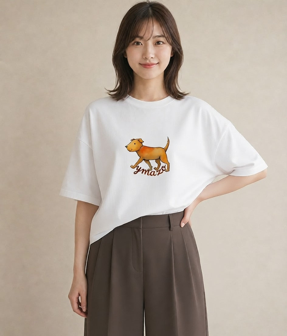 デザインTシャツ レディース 老犬 犬 いぬ イラスト 手描き風 おしゃれギフト 社会人 白T YMAZO