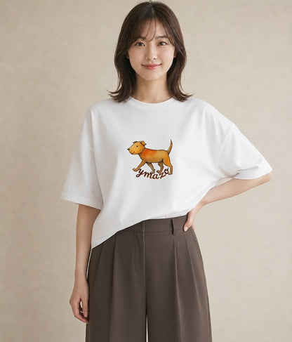 デザインTシャツ レディース 老犬 犬 いぬ イラスト 手描き風 おしゃれギフト 社会人 白T YMAZO