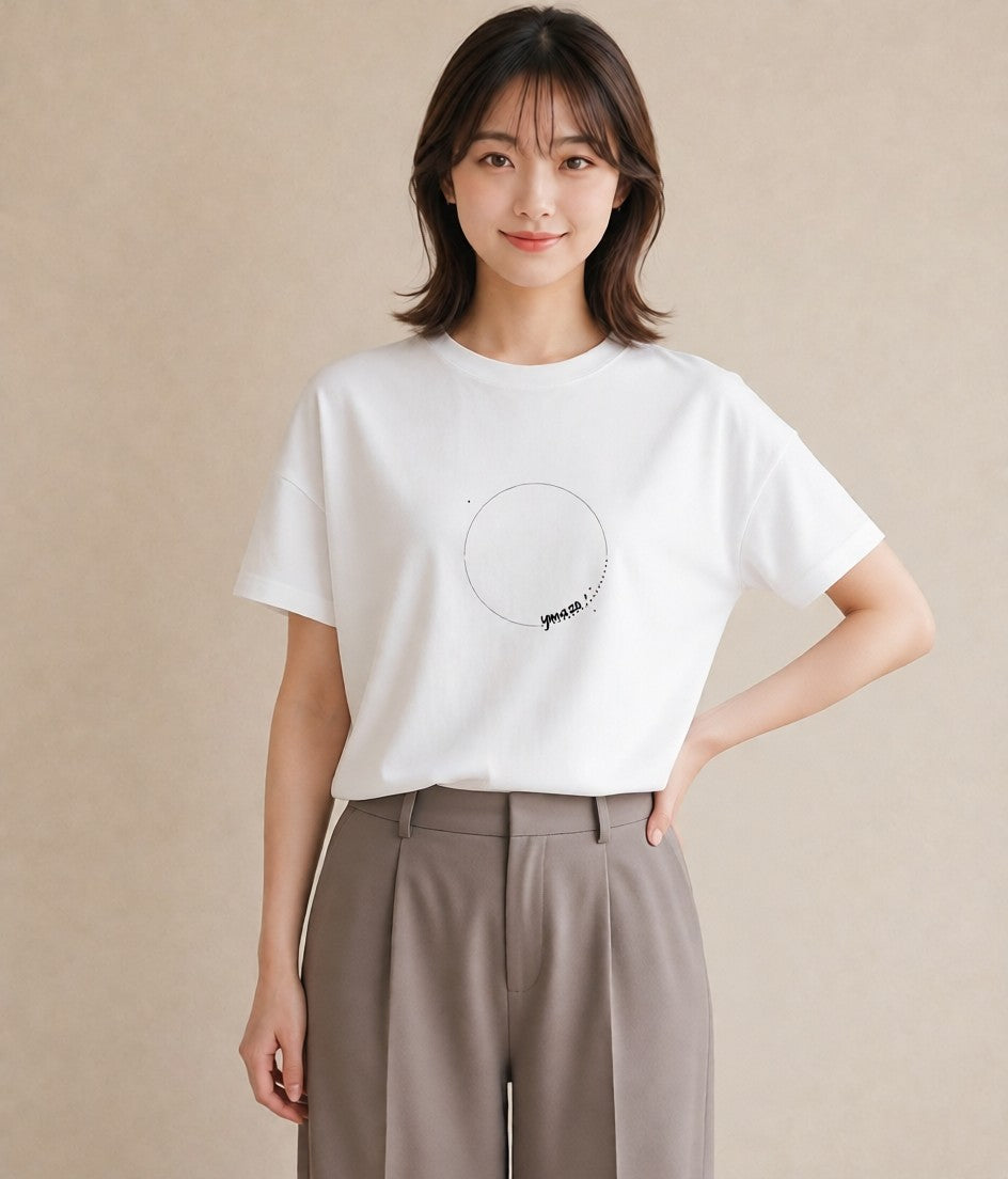 グラフィックTシャツ レディース 幾何学 ミニマル ジオメトリック イラスト シック 敬老の日 ホワイトデー 白T YMAZO