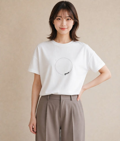 グラフィックTシャツ レディース 幾何学 ミニマル ジオメトリック イラスト シック 敬老の日 ホワイトデー 白T YMAZO