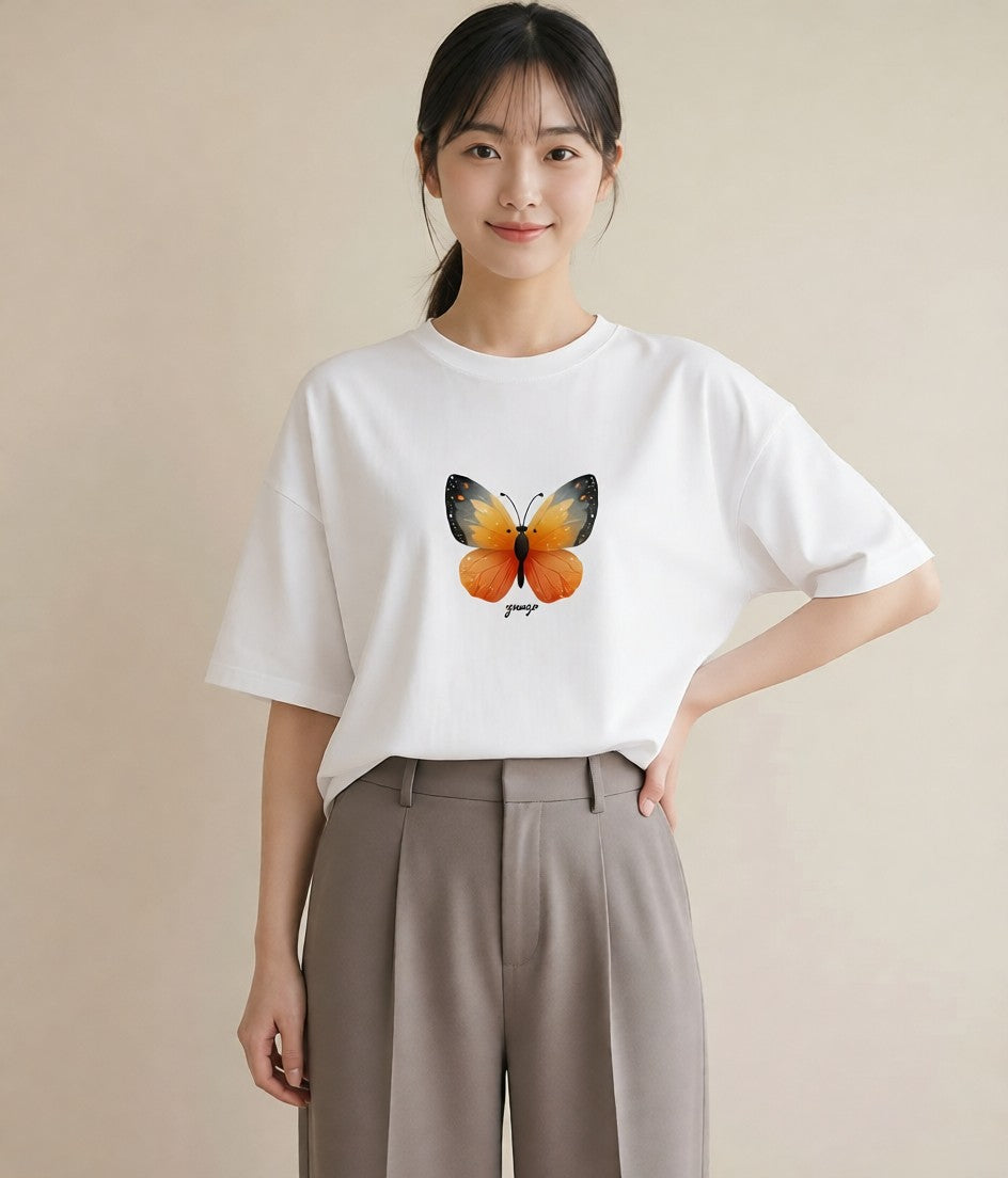 グラフィックTシャツ レディース ホタル 昆虫 虫 イラスト ラフカジュアル 友達ギフト 部屋着 白T YMAZO