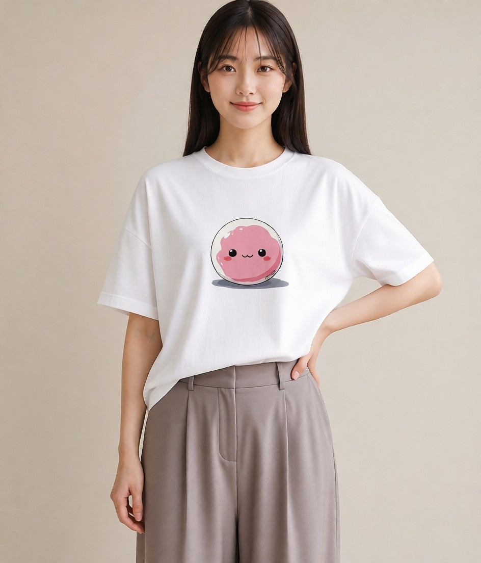 グラフィックTシャツ レディース おにぎり 食べ物 フード イラスト 韓国風 デート 帰省 白T YMAZO