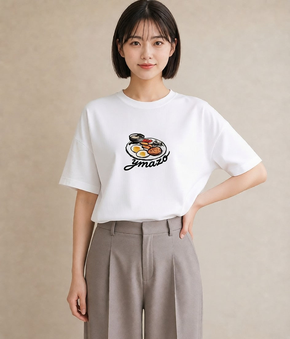 グラフィックTシャツ レディース どら焼き 食べ物 フード イラスト シック 女性向けギフト 散歩 白T YMAZO