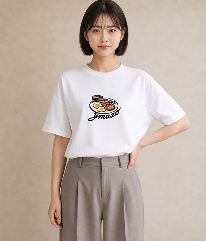 グラフィックTシャツ レディース どら焼き 食べ物 フード イラスト シック 女性向けギフト 散歩 白T YMAZO