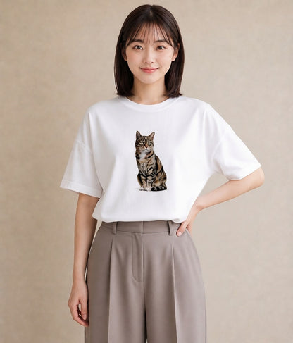 プリントTシャツ レディース 愛猫 猫 ねこ イラスト シック 社会人 女性 白T YMAZO