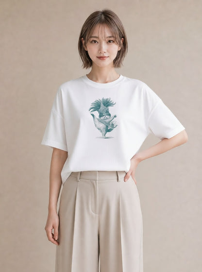 デザインTシャツ レディース エキゾチックショートヘア 猫 ねこ イラスト ポップ 送別ギフト 通勤 白T YMAZO
