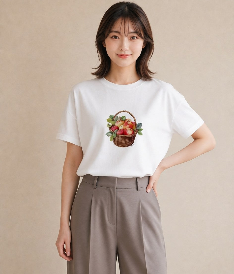 プリントTシャツ レディース 実り 植物 ボタニカル イラスト 抜け感 夏コーデ 通学 白T YMAZO