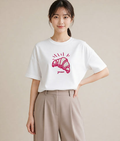 グラフィックTシャツ レディース パン ベーカリー イラスト こなれ感 姉妹 送別ギフト 白T YMAZO