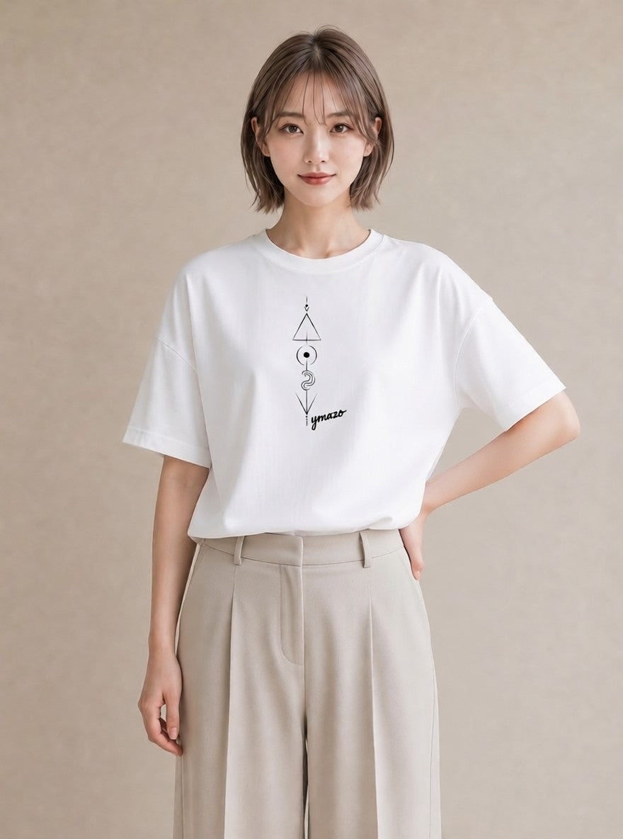 半袖Tシャツ レディース パールピアス アクセサリー ナチュラル アンティーク イラスト ポップ 秋コーデ おしゃれギフト 白T YMAZO