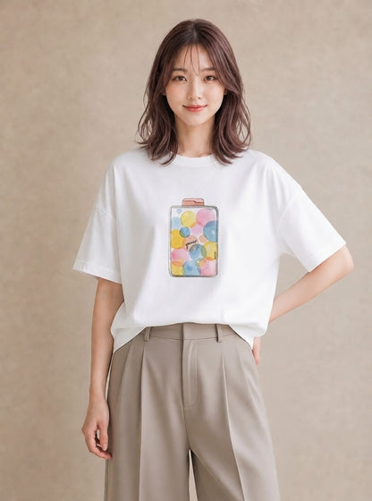 デザインTシャツ レディース クリームソーダ 食べ物 フード イラスト ボタニカル 普段着 週末コーデ 白T YMAZO