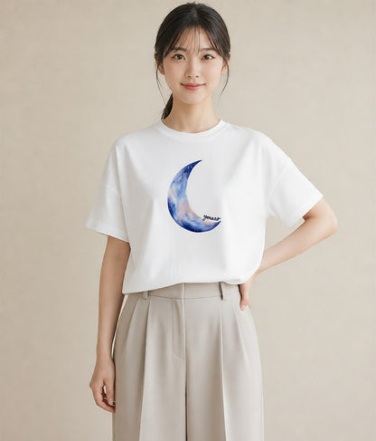 プリントTシャツ レディース 獅子座 星空 宇宙 イラスト 通学 誕生日プレゼント 白T YMAZO