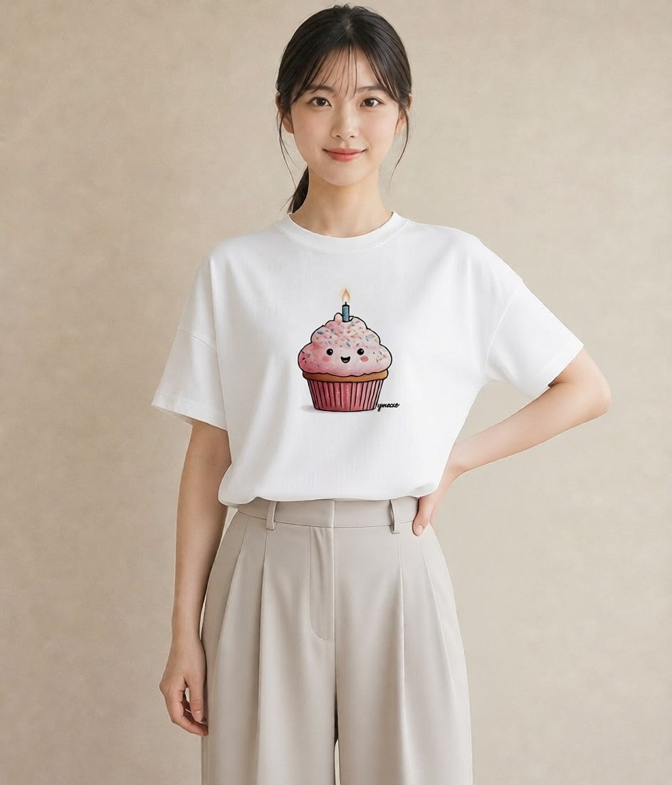 グラフィックTシャツ レディース マフィン 食べ物 フード イラスト 上品 姉妹 送別ギフト 白T YMAZO