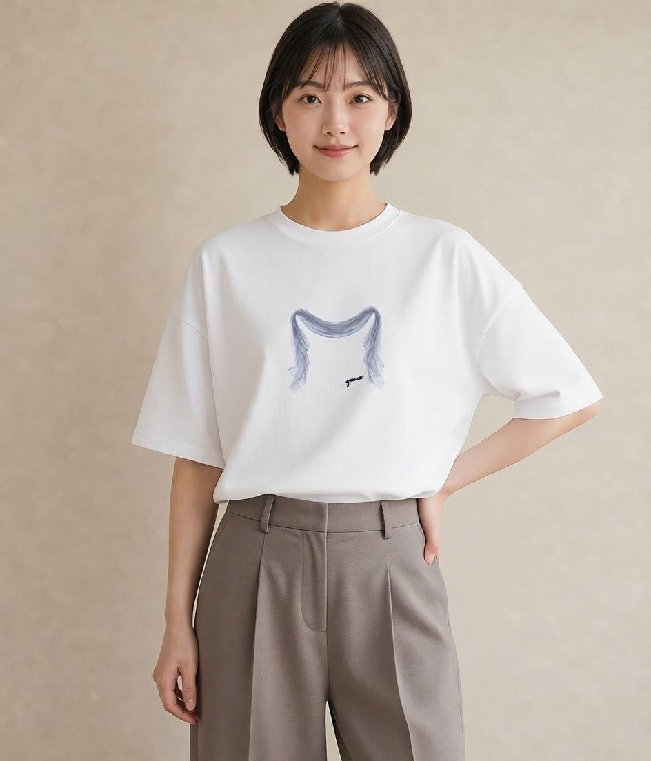 デザインTシャツ レディース レースハンカチ レース ハンカチ ナチュラル アンティーク イラスト シンプル デイリーウェア 休日 白T YMAZO