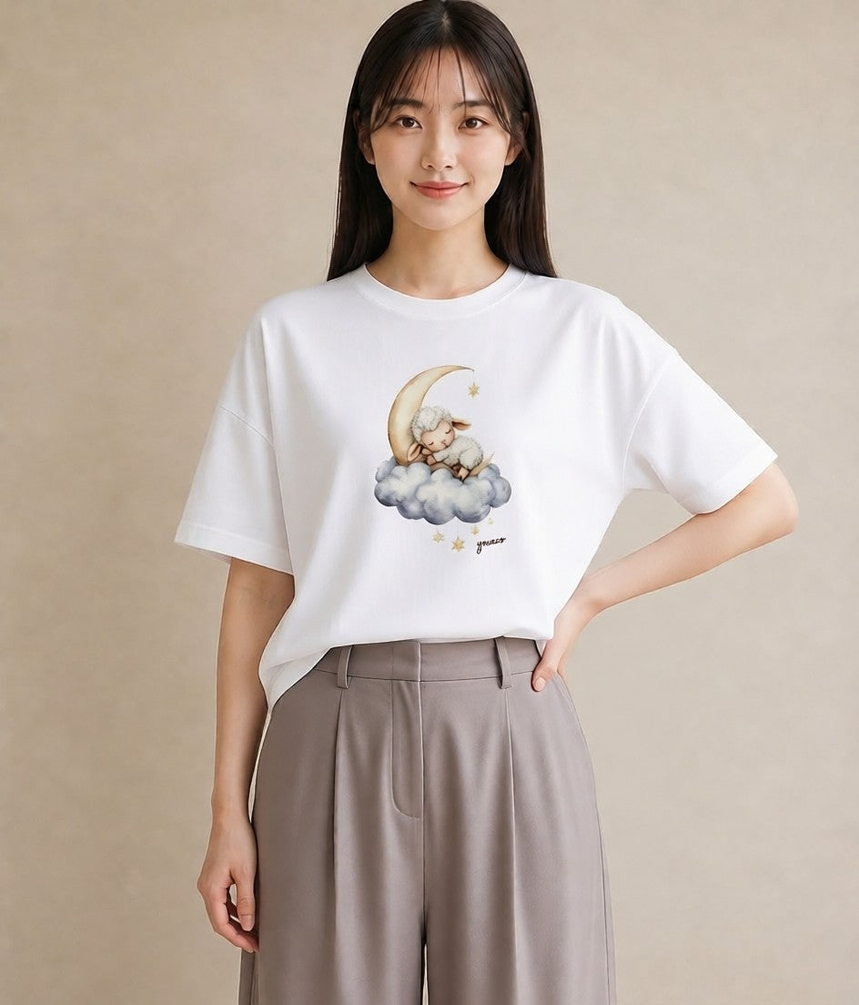 プリントTシャツ レディース ひつじ 動物 アニマル イラスト こなれ感 レイヤード 友達ギフト 白T YMAZO