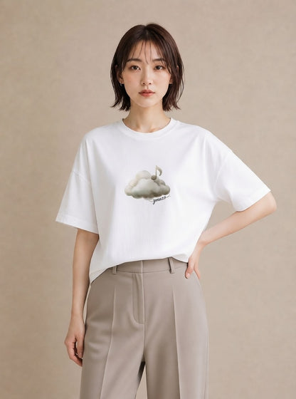 デザインTシャツ レディース 虹 星空 宇宙 イラスト 旅行コーデ 母の日 ビーチ 白T YMAZO