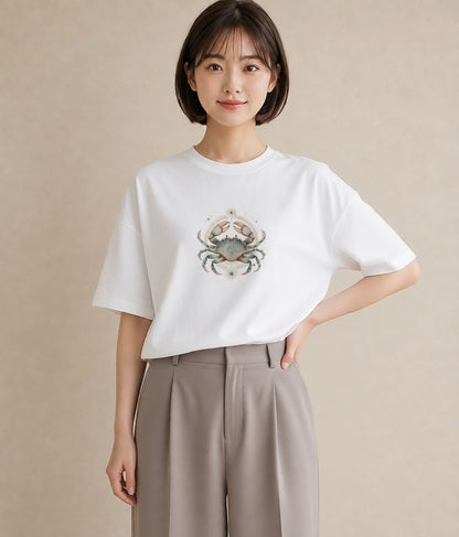 Tシャツ レディース 山羊座 星空 宇宙 イラスト こなれ感 20代 カジュアルコーデ 白T YMAZO