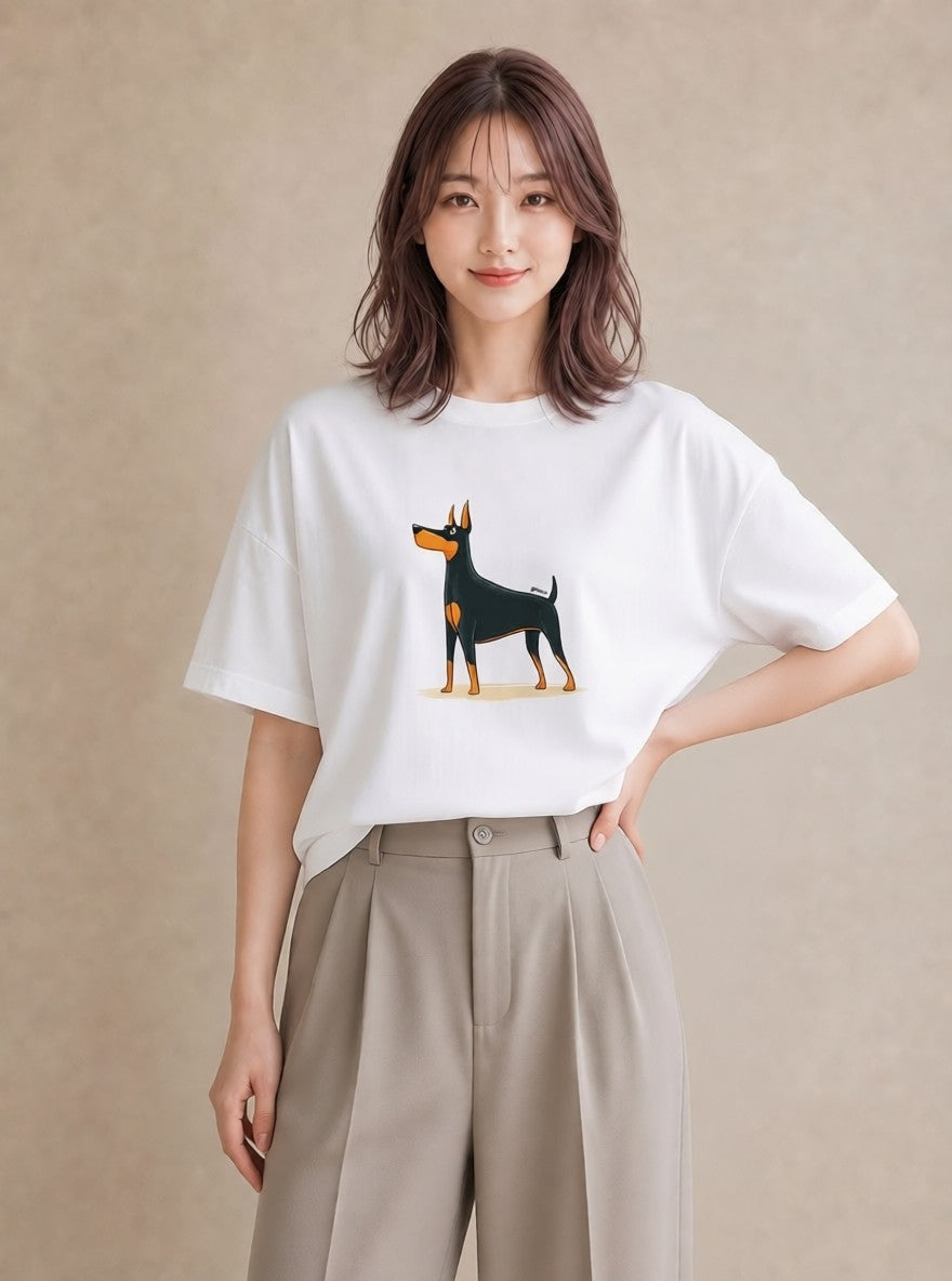 グラフィックTシャツ レディース ロングコートチワワ 犬 いぬ イラスト こなれ感 在宅 公園 白T YMAZO
