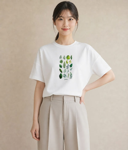 プリントTシャツ レディース ボタニカル 植物 イラスト フェミニン ホワイトデー 春服 白T YMAZO