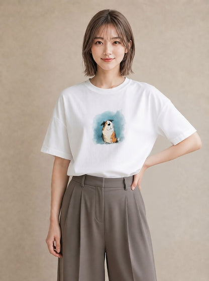 プリントTシャツ レディース 犬好き 犬 いぬ イラスト 可愛い デイリーウェア 休日 白T YMAZO
