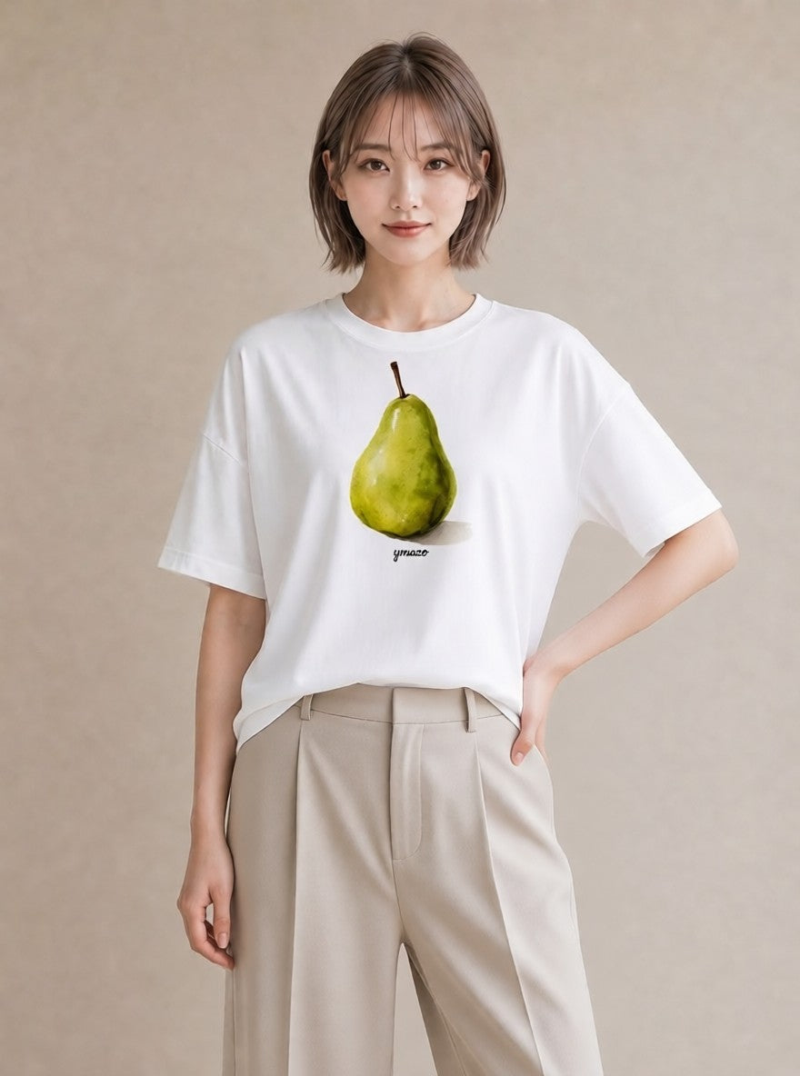 グラフィックTシャツ レディース アボカド 食べ物 フード イラスト シック 公園 ママ 白T YMAZO