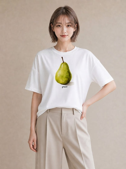 グラフィックTシャツ レディース アボカド 食べ物 フード イラスト シック 公園 ママ 白T YMAZO