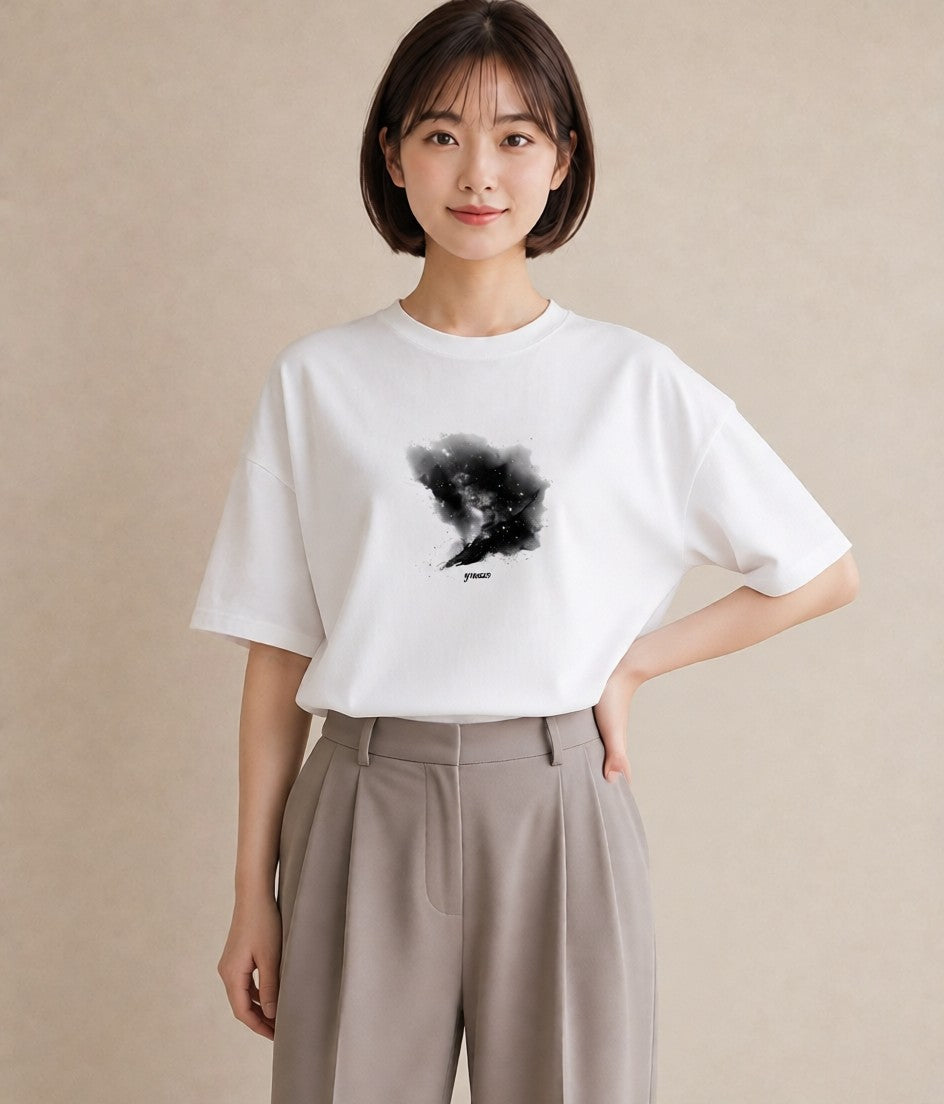 半袖Tシャツ レディース 牡牛座 星空 宇宙 イラスト シック 20代 カジュアルコーデ 白T YMAZO
