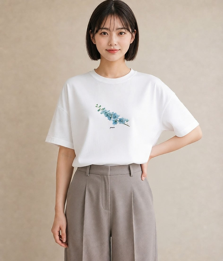 半袖Tシャツ レディース ポスト 野の花 レトロ ナチュラル アンティーク イラスト 淡色 敬老の日 ホワイトデー 白T YMAZO